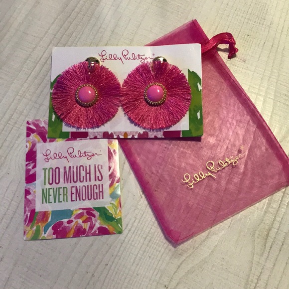 Lilly Pulitzer Fan-Tastic Earrings Pink Tropics - Picture 3 of 6